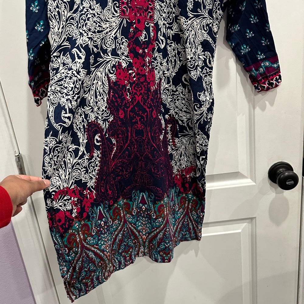 Dark blue abstract kurta - Picture 4 of 5